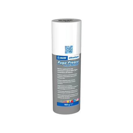 A bottle of Mapei UltraCare Fuga Fresca Grout Refresh in a white container with branding.