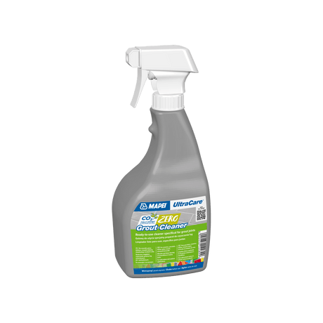 Bottle of MAPEI UltraCare Grout Cleaner with spray nozzle on a transparent background.