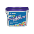 Bucket of Mapei white waterproof fix and grout for tiles, mold resistant.