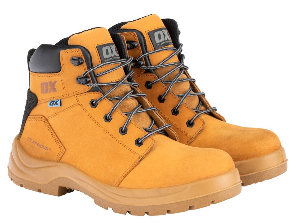 OX Attitude Honey Nubuck Leather Safety Boots - Steel Toe Cap
