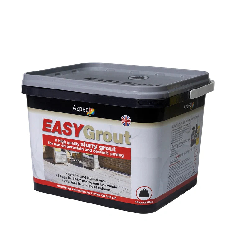 Container of Azpects EASYGrout for slurry grout displayed on a white background.
