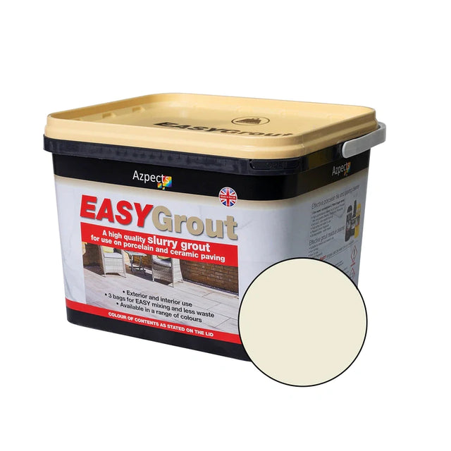 Container of Azpects EASYGrout for exterior and interior use on paving.