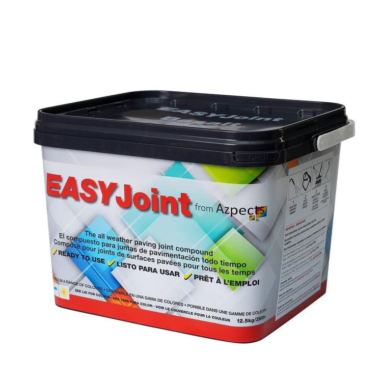 Container of EASYJoint all-weather paving joint compound with a close-up of texture.