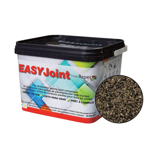 Container of EASYJoint all-weather paving joint compound with a close-up of texture.