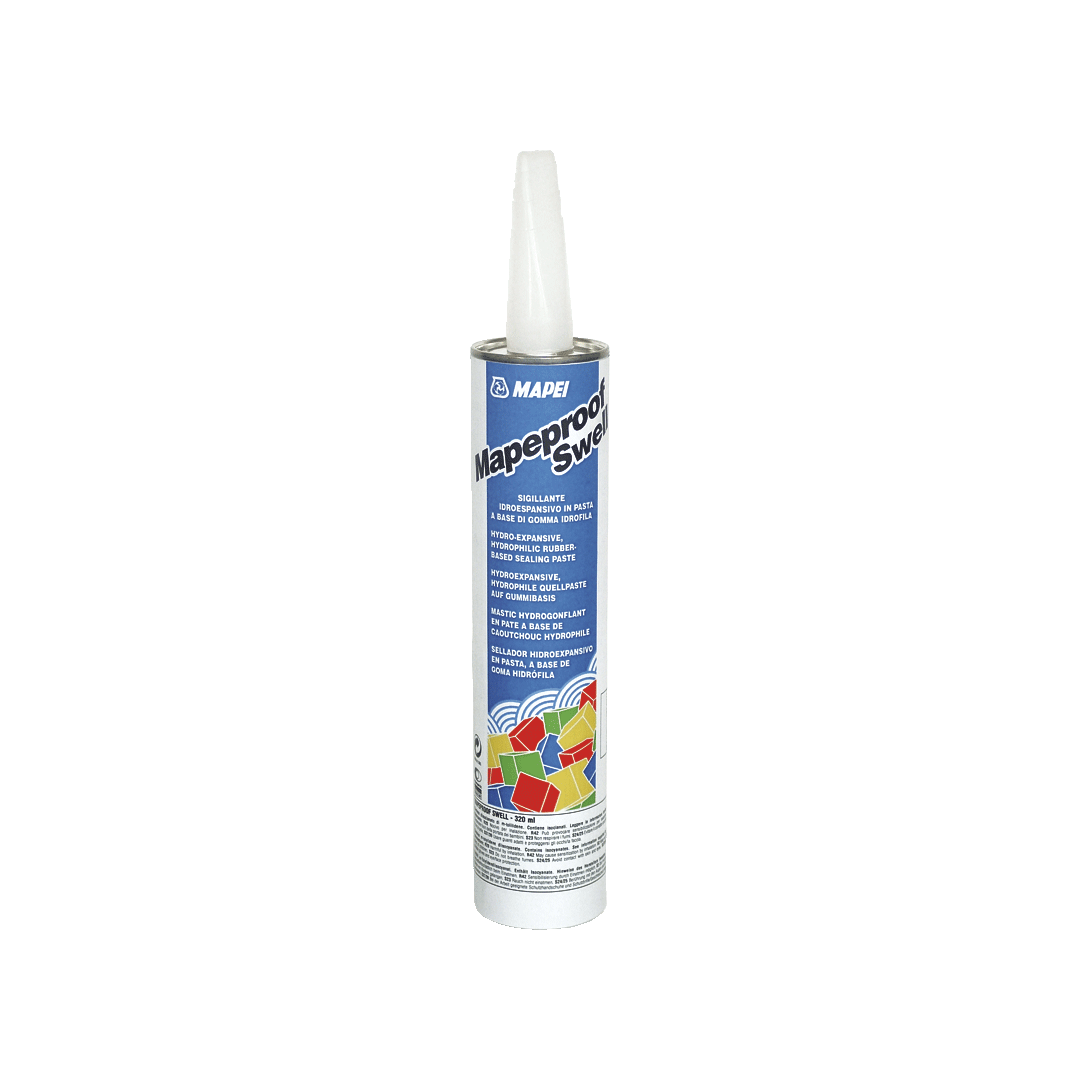 Cartridge of Mapei Mapesil sealant on a plain background.