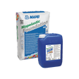 Bag and canister of Mapelastic Foundation waterproofing products by MAPEI on a white background.