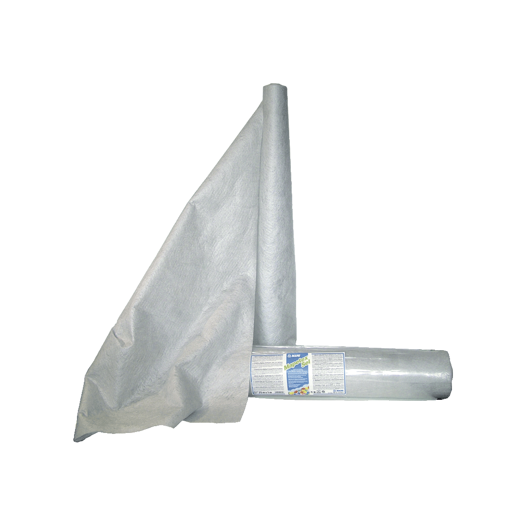 Roll of white nonwoven fabric partially unrolled on a black background.