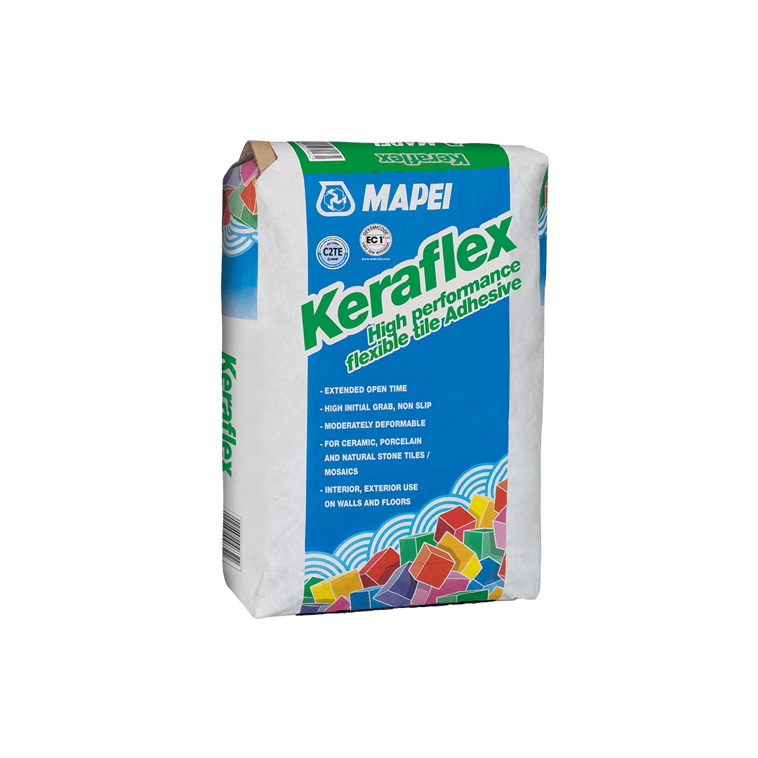 Bag of Mapei Keraflex high-performance flexible tile adhesive.