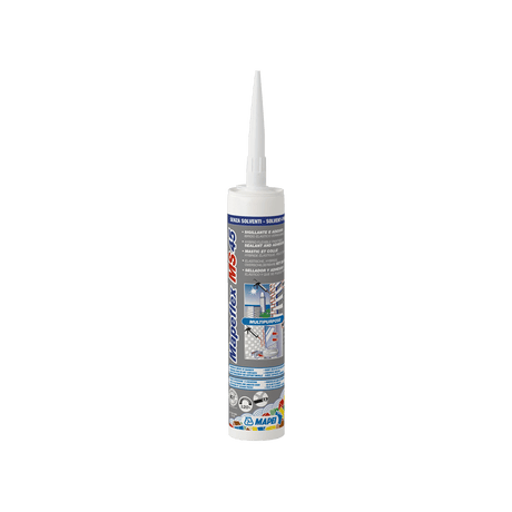 A tube of Mapesil MS adhesive sealant isolated on a white background.