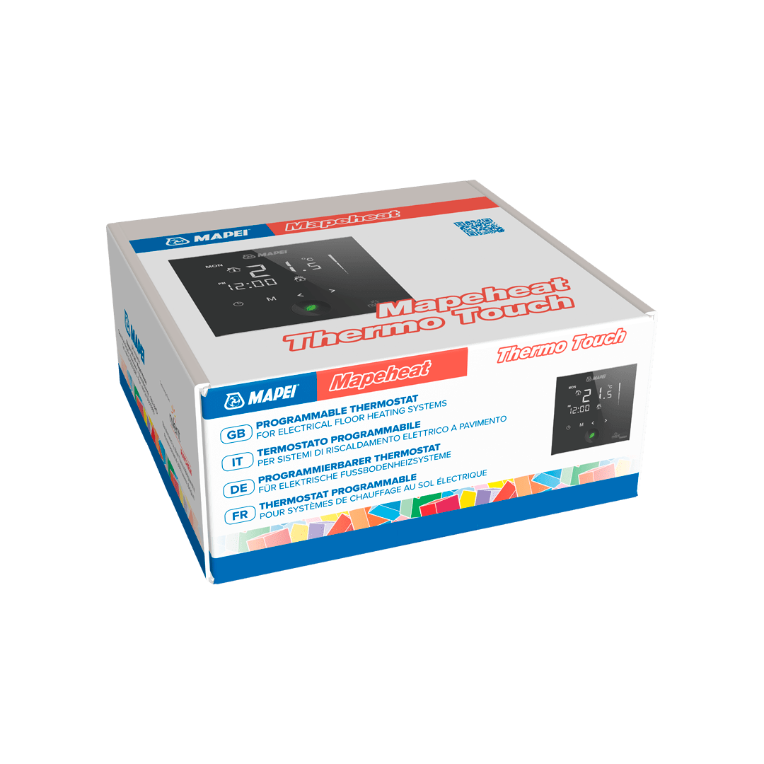 Box of Mapei programmable thermostat for floor heating systems.