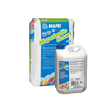 Alt text: A bag and a jug of Mapei Mapelastic Smart, two-part flexible cementitious waterproofing mortar.