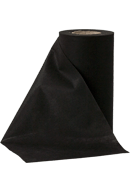 A roll of black fabric or paper on its side against a black background.