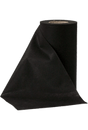 A roll of black fabric or paper on its side against a black background.