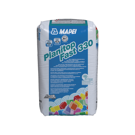 Bag of Mapei Planitop Fast 330 quick-setting cement-based mortar on a plain background.