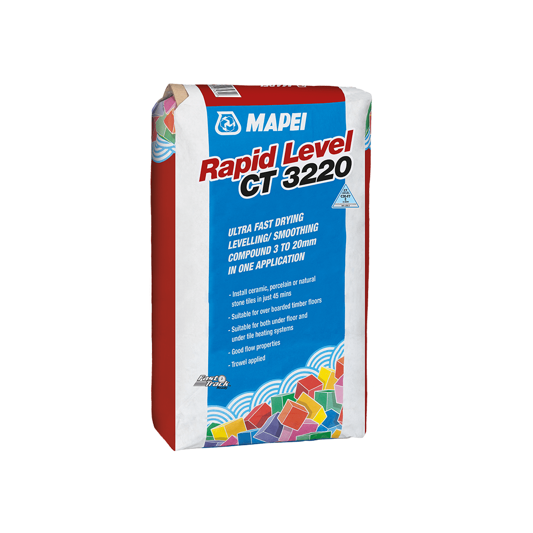 A bag of MAPEI Rapid Level CT 3220 fast drying leveling compound.