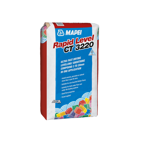 A bag of MAPEI Rapid Level CT 3220 fast drying leveling compound.