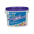 Bucket of Mapei white waterproof fix and grout for tiles, mold resistant.