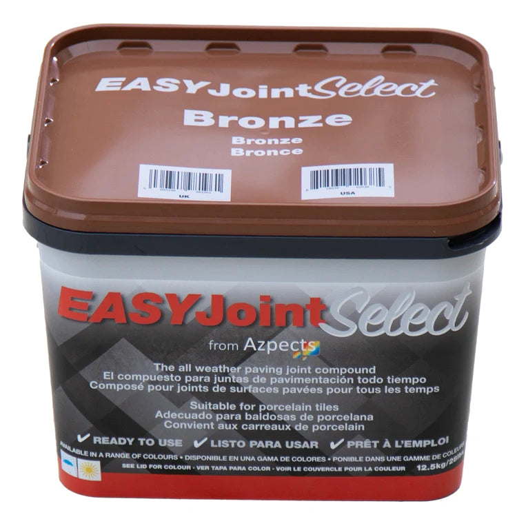 Container of EASYJoint Select Bronze paving joint compound with a sample color swatch.