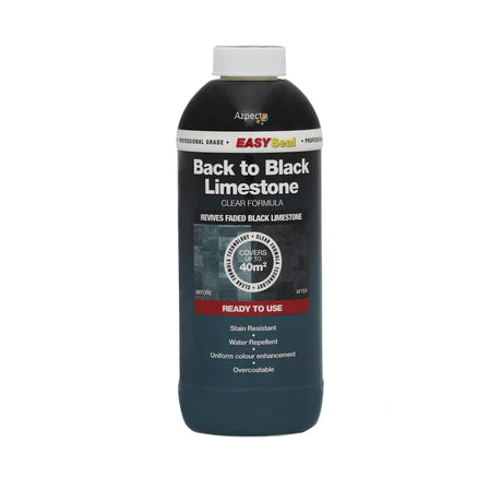 A bottle of Azpects Easy Seal Back to Black Limestone sealer on a white background.