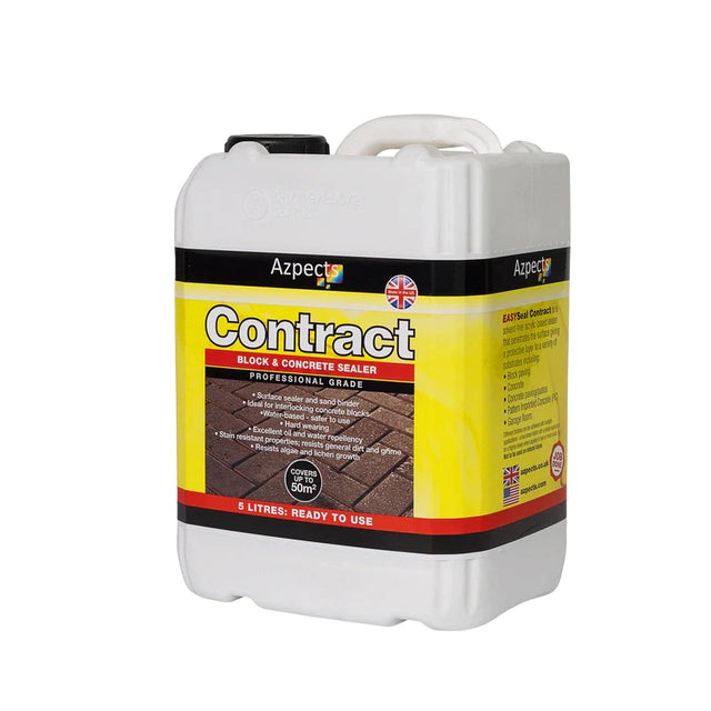 5-liter white container of Azpects Contract block and concrete sealer.