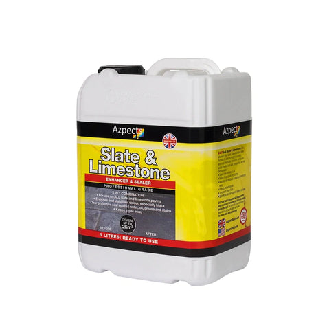 A 5-litre container of Azpects Slate & Limestone Enhancer and Sealer.