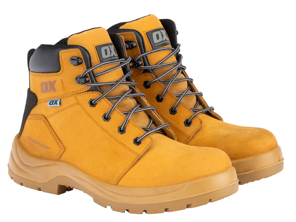 OX Attitude Honey Nubuck Leather Safety Boots -  Steel Toe Caps