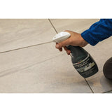 Bottle of porcelain cleaner and sanitiser for tiles and paving.