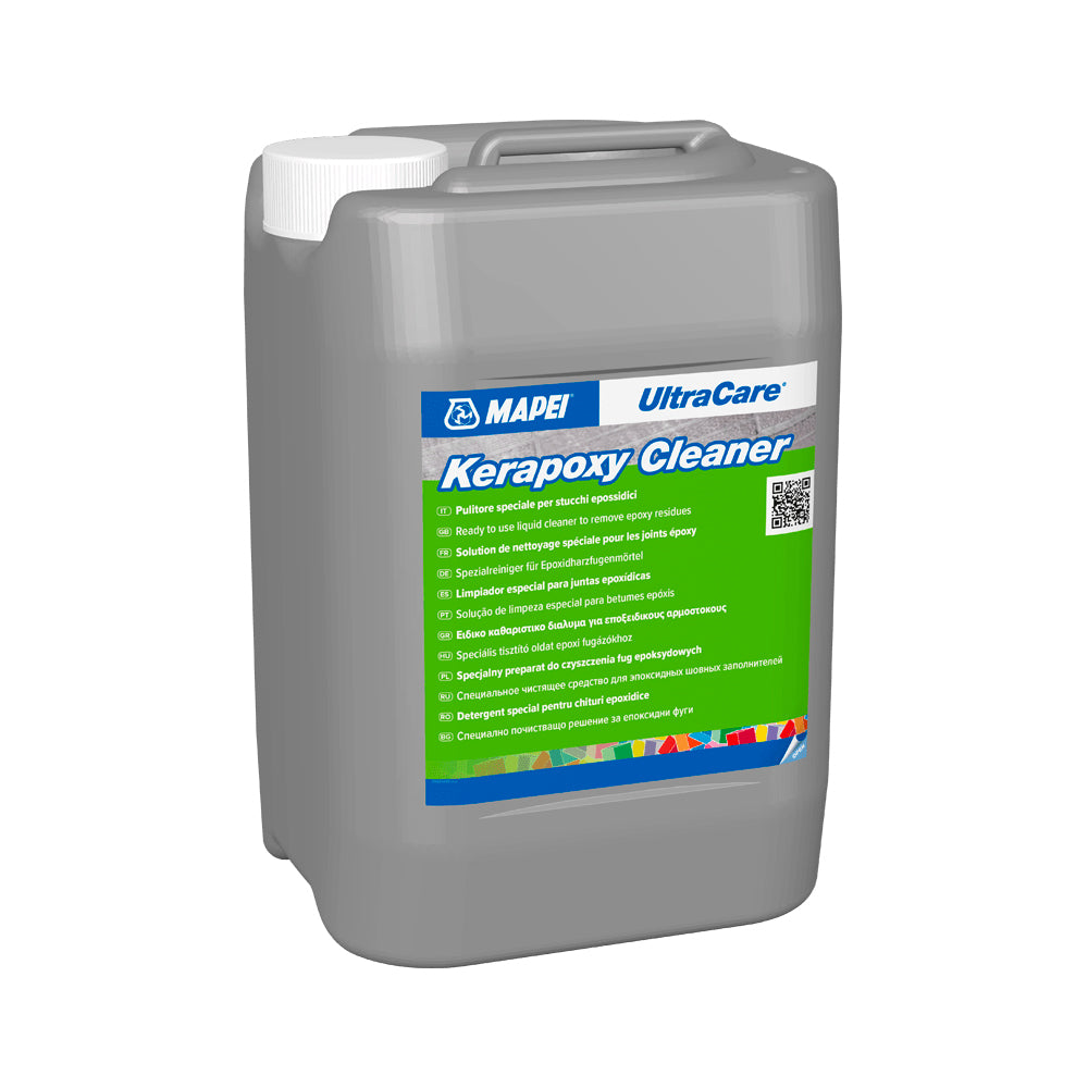 Container of MAPEI UltraCare Kerapoxy Cleaner, a cleaning product for epoxy residue.