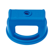 Blue plastic gas bottle safety cap with a handle and text embossed on the top.